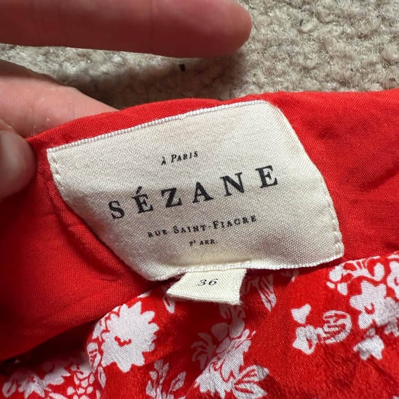 Sezane Red and White Sleeveless Crop Tank Top - Picture 2 of 3